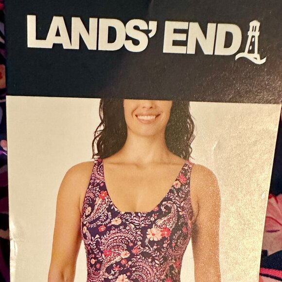 Lands' End Women's One Piece Swimsuit Size S Purple Floral UPF 50+ Feminine NEW - Picture 6 of 12
